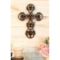 thumbnail image 1 of Rustic Southwestern Scroll Art Tuscan Fleur De Lis Emblems Wall Cross Crucifix, 1 of 5