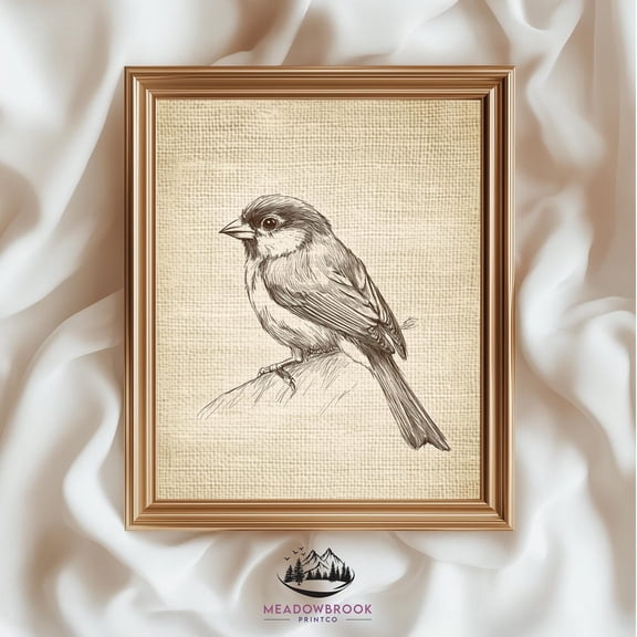 Rustic Sparrow Pencil Sketch Unframed Paper Print