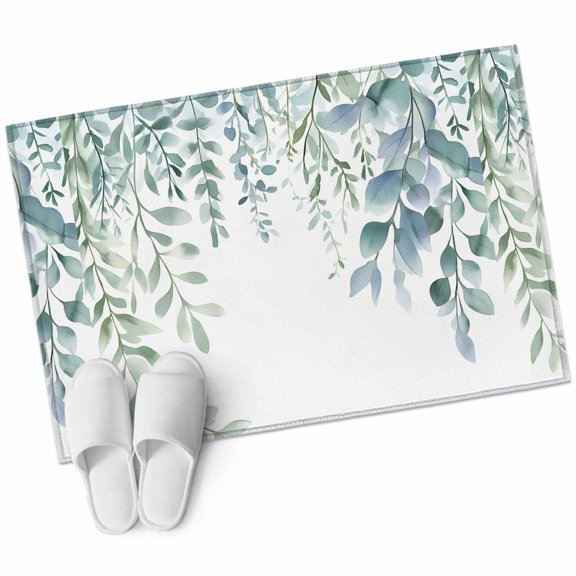 Rustic Spring Area&nbsp;Rug 2x3ft Sage Green Eucalyptus Leaves Botanical Non-Slip&nbsp;Washable Square&nbsp;Rugs Soft Felt Indoor Floor Mat for Bedroom Kitchen Living Room Bathroom