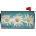 thumbnail image 1 of Rustic Spring Daisy Mailbox Covers Magnetic Standard Size 21x18 Inch Teal Old Wood Board Mailbox Decals Mailbox Wrap Post Letter Box Cover Mailbox Post Cover for Garden Yard Decor, 1 of 6