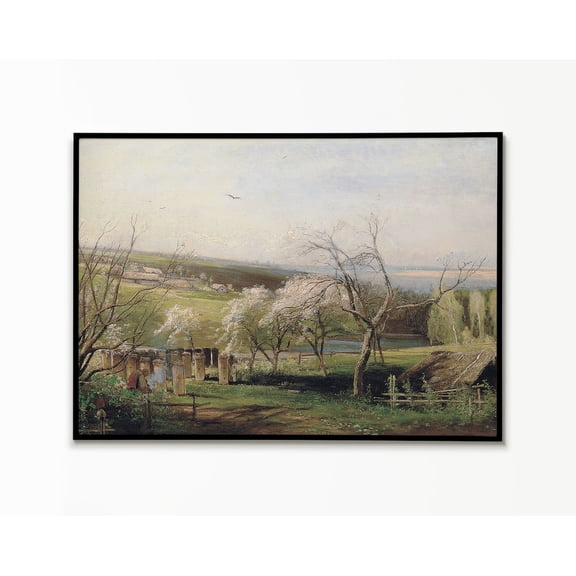 Rustic Spring Landscape Print Poster Landscape Scenery Seasonal Scene Nature Countryside Unframed Canvas 12x16in