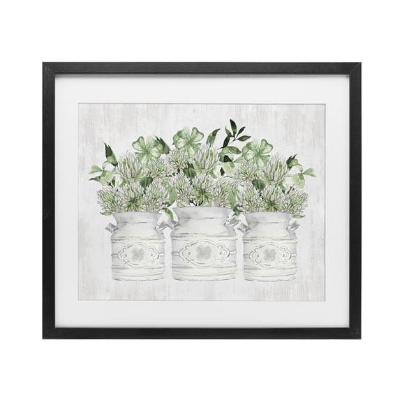 Stupell Industries Rustic Spring Shamrock Assortments Black Framed Print Under Glass, design by Lettered and Lined