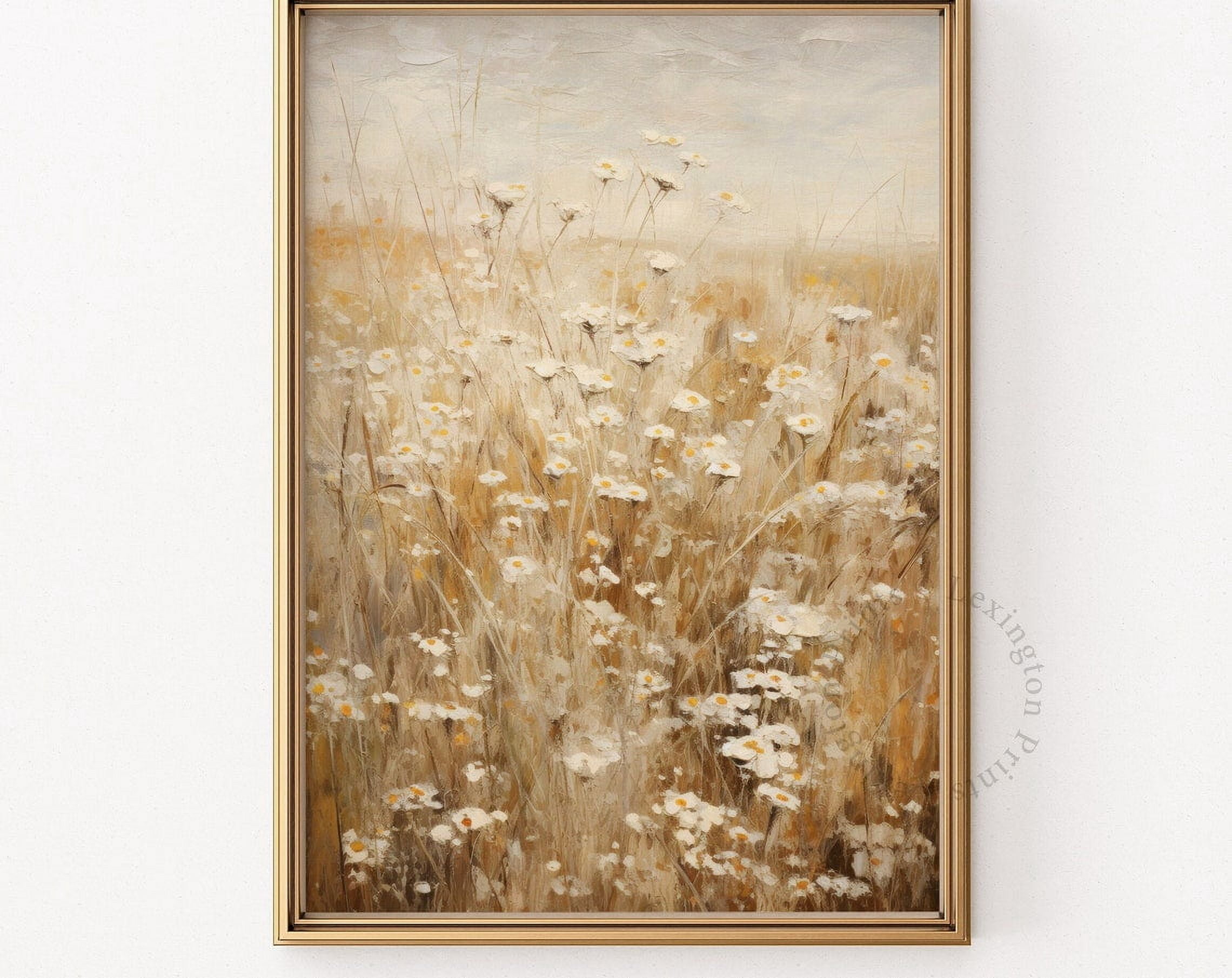 Rustic Spring Wildflower Field Landscape Painting, Spring Print ...