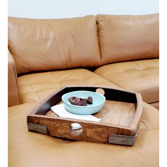 Rustic Square Oak  Serving Tray, 18" by 18", made from Reclaimed Wine Barrels