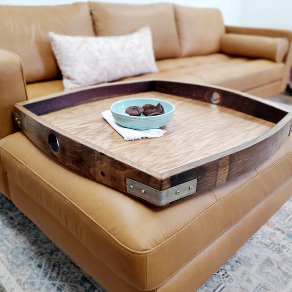 Rustic Square Oak Serving Tray, 29" by 29", made from Reclaimed Wine Barrels