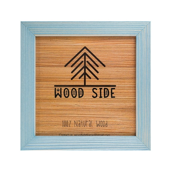 Rustic Square Wooden Picture Frame 12x12-100% Natural Solid Eco Distressed Wood for Wall Mounting Photo Frame - Blue Turquoise