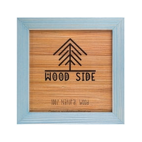 Rustic Square Wooden Picture Frame 12x12-100% Natural Solid Eco Distressed Wood for Wall Mounting Photo Frame - Blue Turquoise