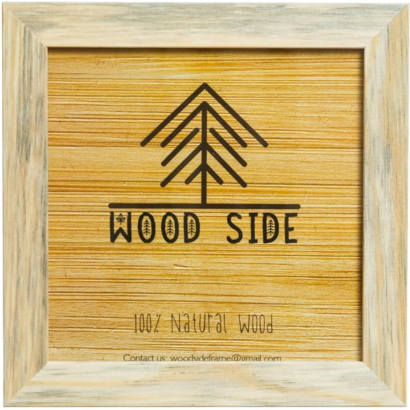 Rustic Square Wooden Picture Frame 12x12 - Natural Solid Eco Distressed Unstained Wood for Wall Mounting Photo Frame