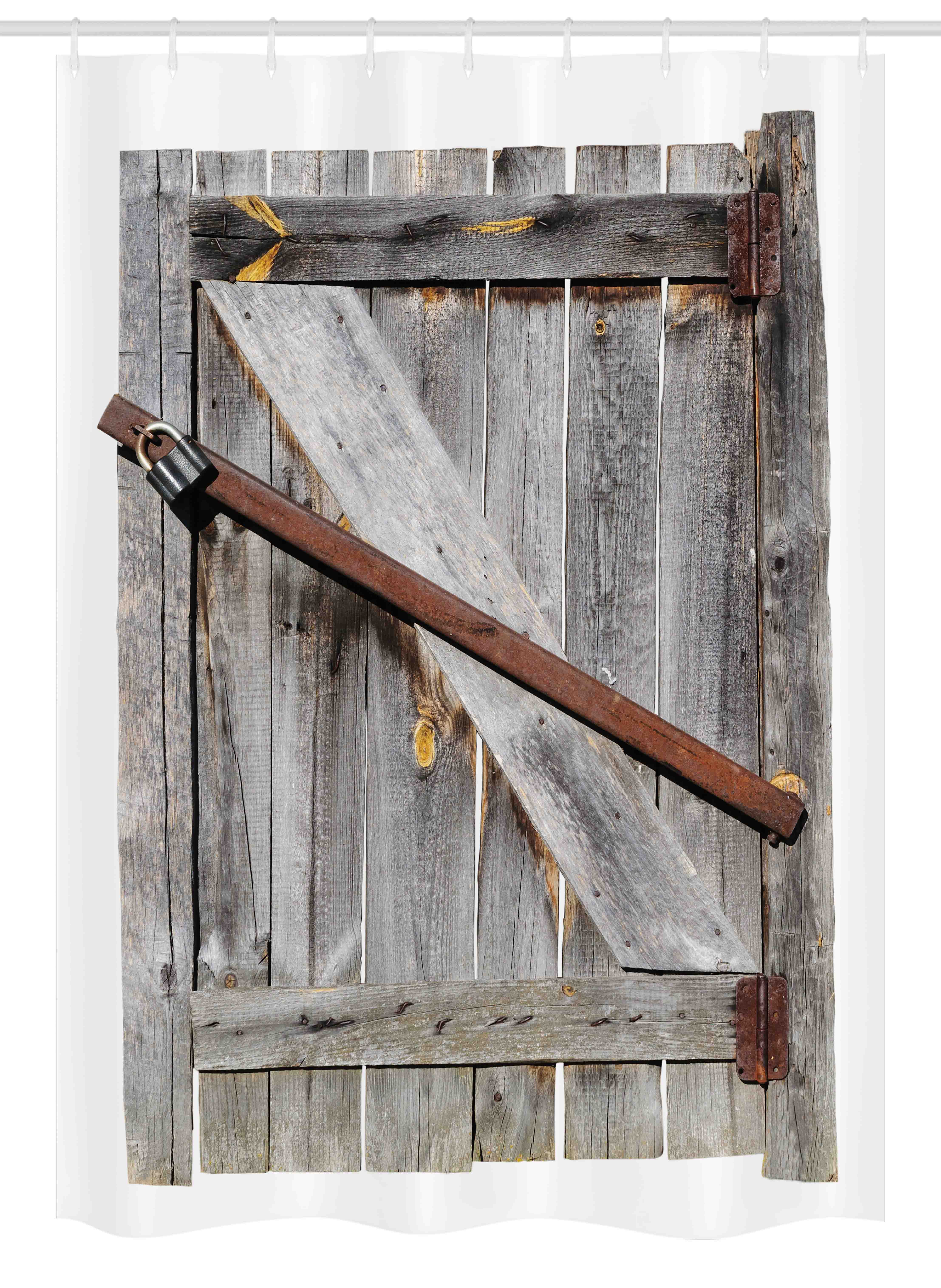 Rustic Farmhouse Barn Door Fabric Shower Curtain with Hooks