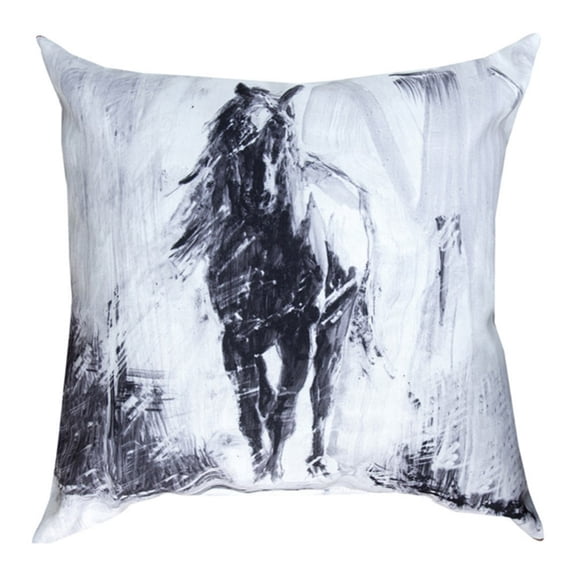 Manual Weavers Rustic Stallion Square Throw Pillow - 18" - Black and White