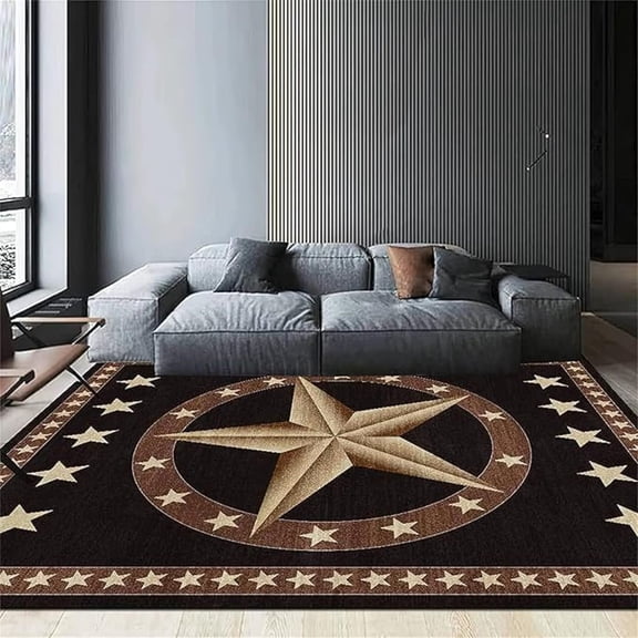 Rustic Star Area Rug, Retro Style Non Slip Print Rugs, Stain Resistant Durable Carpet For Indoor Living Room Bedroom Office Decor Mat 1x2ft