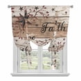 thumbnail image 1 of Rustic Star Brown Tie Up Curtains for Windows, Adjustable Balloon Window Shades, Vintage Plants Berry Wooden Grain Kitchen Window Treatments Farmhouse Short Curtains with Rod Pocket 42"x45", 1 of 8
