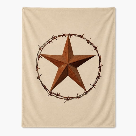 Rustic Star Fleece Throw Blanket, Soft 280 Gsm Polyester, Home Decor for Couch, Sofa & Bed