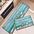thumbnail image 1 of Rustic Starfish Shells Kitchen Rugs and Mats Non Skid Washable Set of 2, Turquoise Wooden Planks Kitchen Mats for Floor, Tropical Beach Kitchen Runner Rug, Summer Kitchen Decor, 1 of 6