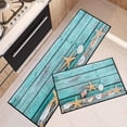 thumbnail image 1 of Rustic Starfish Shells Kitchen Rugs and Mats Non Skid Washable Set of 2, Turquoise Wooden Planks Kitchen Mats for Floor, Tropical Beach Kitchen Runner Rug, Summer Kitchen Decor, 1 of 6