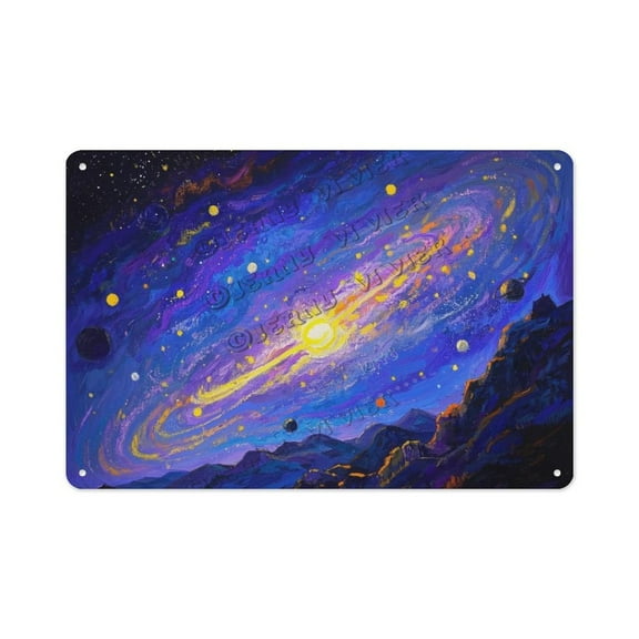 Rustic Starry Sky Tin Sign for Night Lovers Celestial Metal Wall Art for Farmhouse Bedroom, Barn, Porch or Garden Romantic Star Decor Gift for Couples, Him or Her 8x12 inch