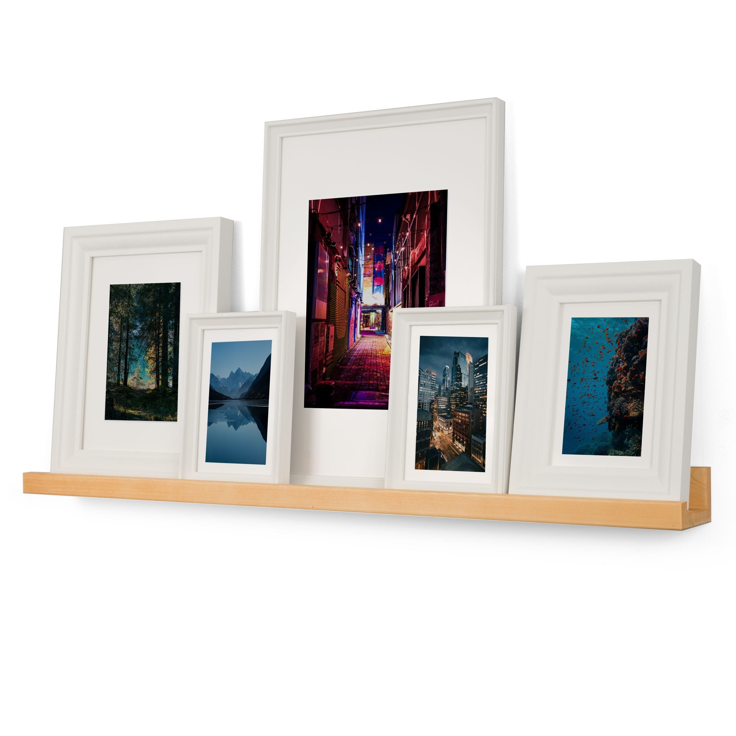 Rustic State 36 Inch Narrow Wall Mounted Shelves Natural Wood Matte