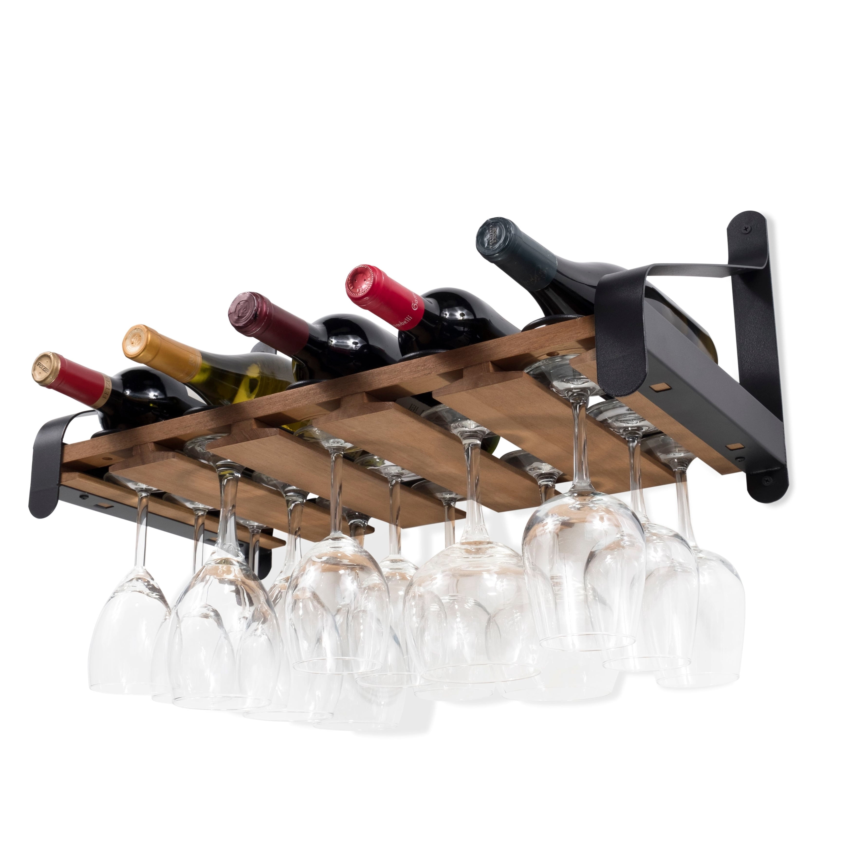 Rustic State Barrel Wall Mount Wine Rack and Stemware Holder Brown ...