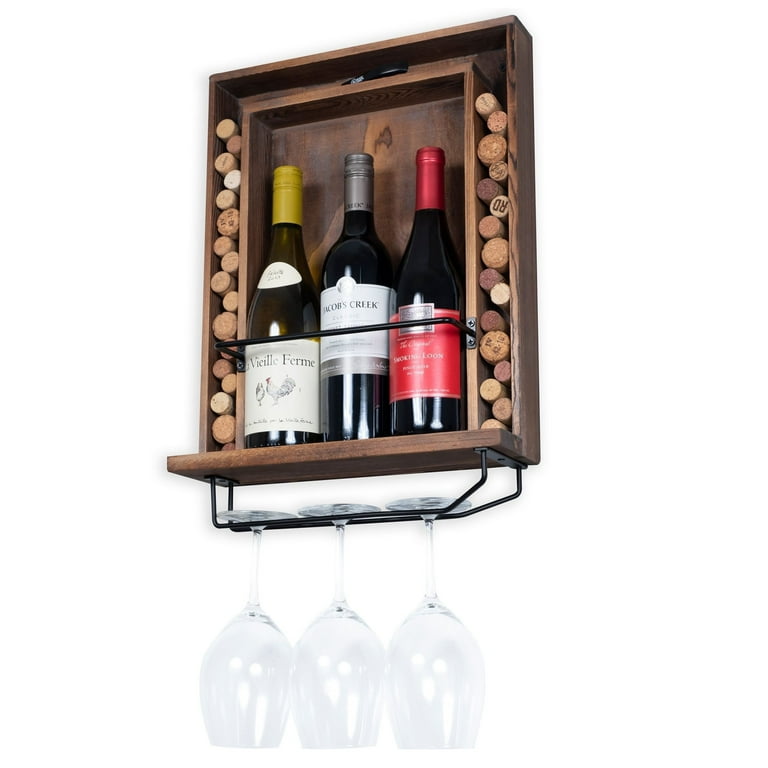 Wall wine rack with glass holder sale
