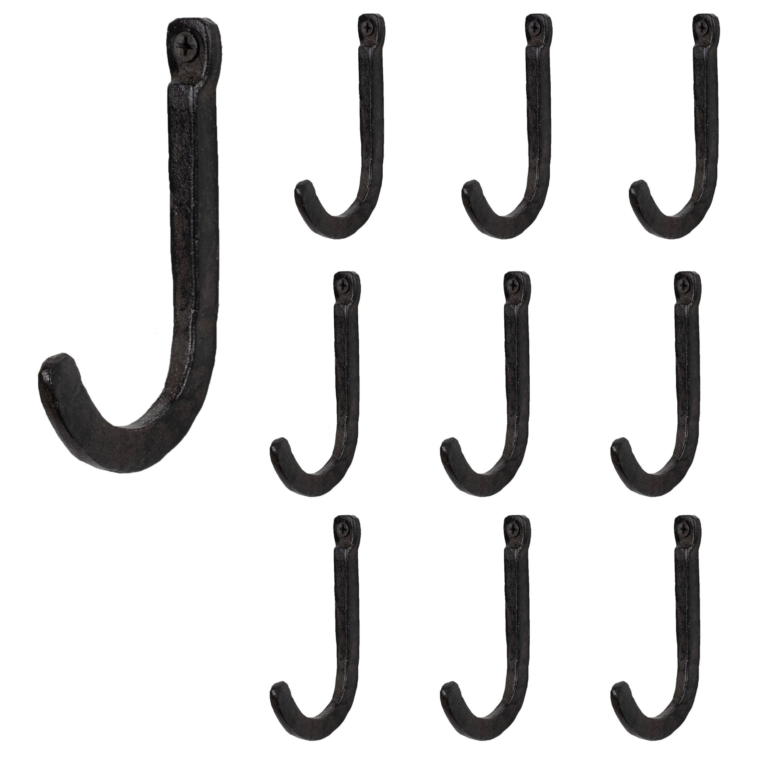 Rustic Cast Iron Wall Hook Set with Wooden Accent