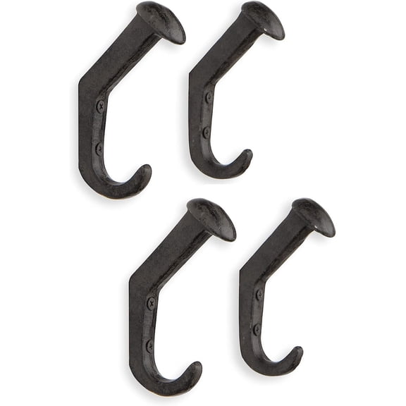 Rustic State Slack Wall Mount Cast Iron Hooks Coat Towel Bag Hat Hanger Multiuse Entryway Railroad Spike Rack Black Set of 4
