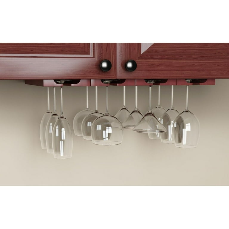 Rustic State Solid Wood Hanging Wine Glass Rack 11 Inch Long