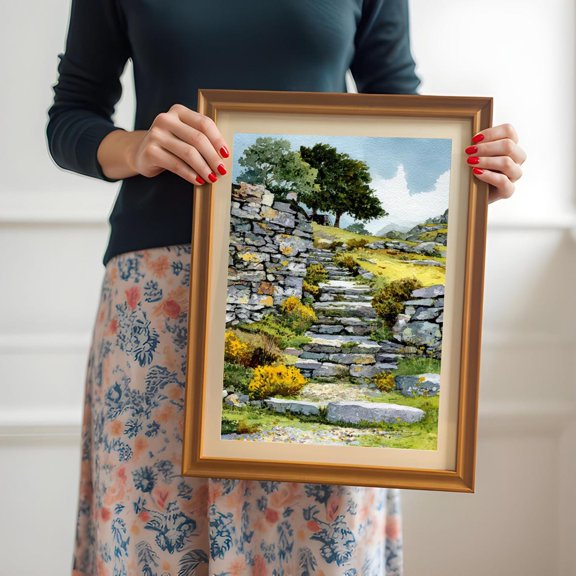 Rustic Stone Staircase Landscape Wall Decor