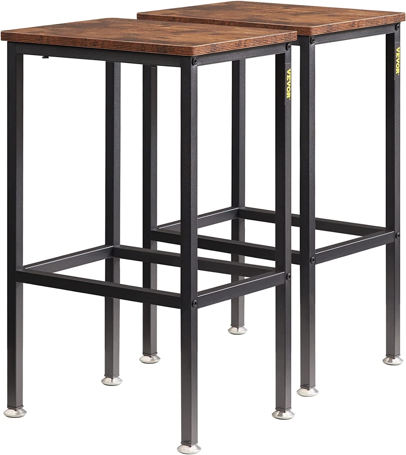 Rustic Stools 25.6\u201D Tall Rectangle Seat Chairs with Footrest Steel