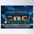 thumbnail image 1 of Rustic Store Set Against A Night Sky With A Full Moon Poster Wall Art, Modern Wall Decor, 12x18 UNFRAMED, 1 of 2