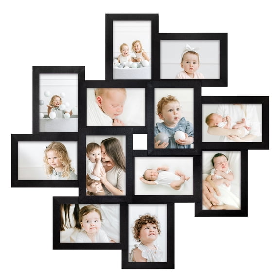 Rustic String Art Collage Wall Photo Frame, Collage Display Frames12 Openings for 4 x 6 PhotosBlack