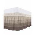 thumbnail image 1 of Rustic Stripes Bed Skirt Queen Size 18&nbsp;Inch Drop, Khaki Gradient Farmhouse Wood Grain Wrap Around Dust Ruffle Bedskirts, Wrinkle & Fade Resistant Easy Fit Bedskirt with Adjustable Elastic, 1 of 8
