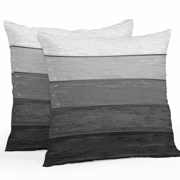 Rustic Stripes Outdoor Pillow Covers Pack of 2 Gray Gradient Farmhouse Wood Grain Waterproof Throw Pillow Covers Decorative Cushion Cases for Patio Garden Tent Balcony Couch 26x26 inch