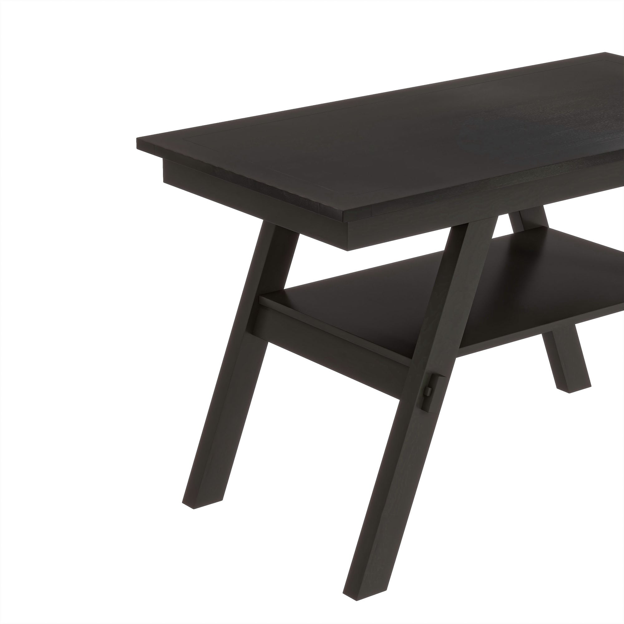 Espresso Wood Counter Height Dining Table Set with Storage Shelf, Bench and 4 Chairs