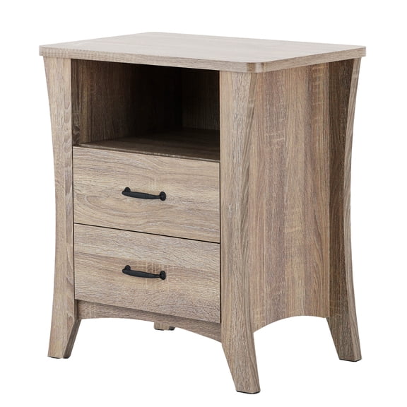 Rustic Style Bedroom Nightstand | Drawers for Personal Items | Metal Glides for 3/4 Extension | Prevents Drawer Overpulling