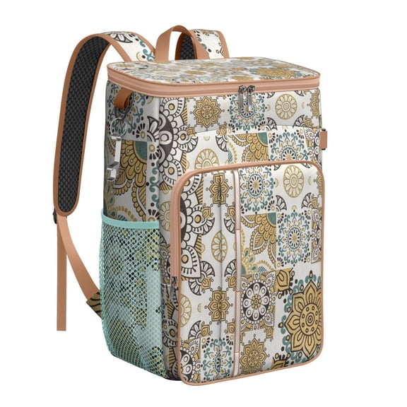 Rustic Style Cooler Backpack - 20L Insulated Soft Cooler Bag, Vintage Design for Picnic & Beach