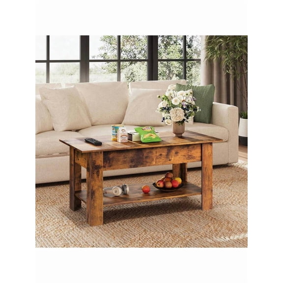 Rustic Style Furniture Table 39" Lift Top Coffee Table With Hidden Compartment Storage Shelf Living Room Center Table Office Reception Room Space-Saving Organizer