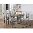 thumbnail image 1 of Rustic Style Gray Solidwood Dining Table w Trestle Base 6x Side Chairs Ladder Back 7pc Dining Set, 1 of 10