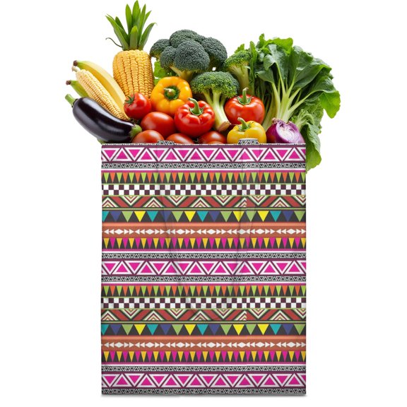 Rustic Style Nordic Stripes Fabric Washable Foldable Grocery Tote - Machine Washable Eco-Friendly Shopping Bag