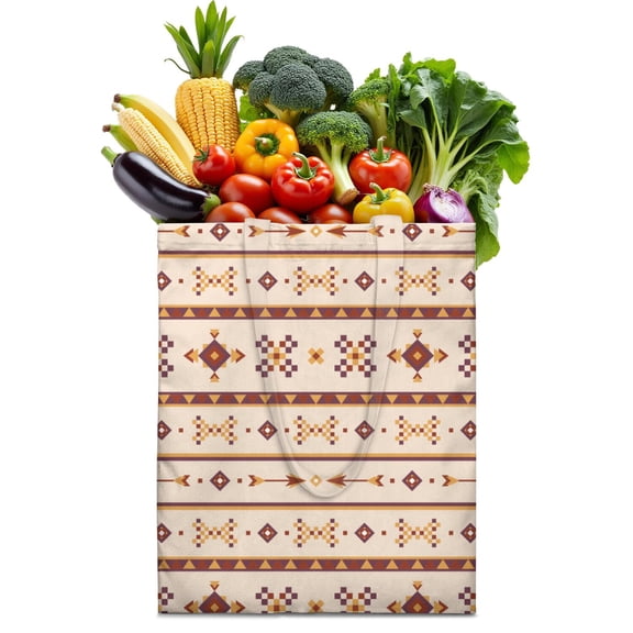 Rustic Style Nordic Stripes Fabric Washable Foldable Grocery Tote - Machine Washable Eco-Friendly Shopping Bag
