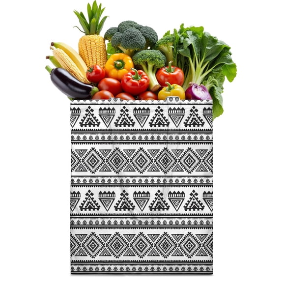 Rustic Style Nordic Stripes Foldable Shopping Tote - Machine Washable Eco-Friendly Grocery Bag
