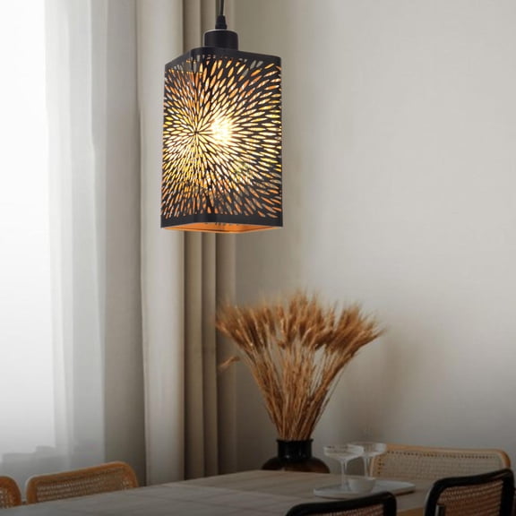 Rustic Style Pendant Lamp Shade, Hanging Light Fixture Cover, Chandelier Shades, Clip on E27 Metal Lampshade for Cafe Bedroom Hotel Office Decor , Hollow out