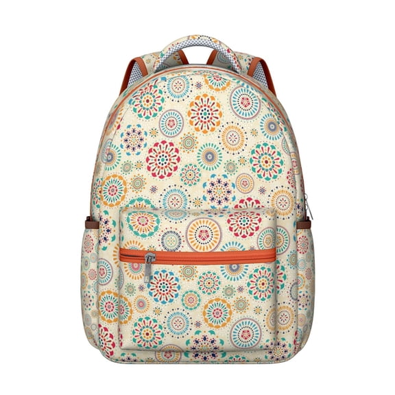 Rustic Style School Backpack for Student, Scratch-Resistant Oxford Cloth, Comfortable Breathable Padding, Abstract Geometric Pattern, Ideal Travel and Outdoor Backpack for Students and Student