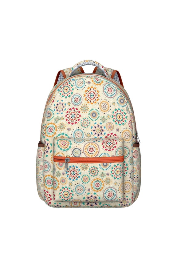 Rustic Style School Backpack for Student, Scratch-Resistant Oxford Cloth, Comfortable Breathable Padding, Abstract Geometric Pattern, Ideal Travel and Outdoor Backpack for Students and Student