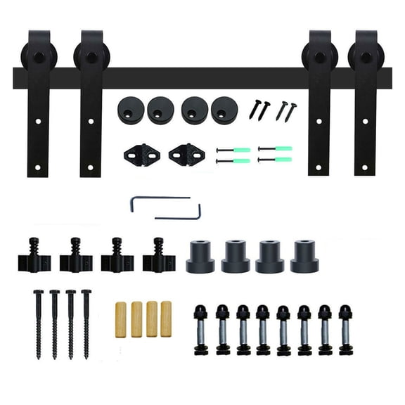 Rustic Style Sliding Door Hardware Kit Single Slide J-Shaped Barn Door Hardware ,Smooth Sliding