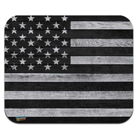 Rustic Subdued American Flag Wood Grain Design Low Profile Thin Mouse Pad Mousepad