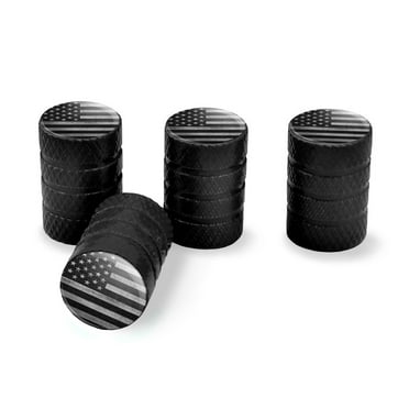 Rustic Subdued American Flag Wood Grain Design Tire Rim Wheel Aluminum Valve Stem Caps