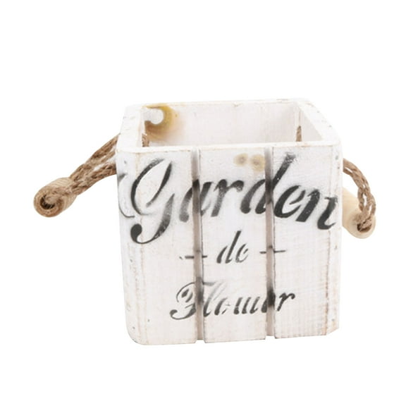 Rustic Succulent Planter Box Wood Barrels Flower Pot Plant Container Indoor Decorative Box