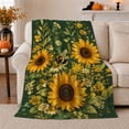 thumbnail image 1 of Rustic Sunflower Bumblebee Botanical Garden Scene, Rustic Botanical Portrait, Warm Flannel Blanket for Sunroom and Reading Nook, Garden Lovers Housewarming Gift, Rustic Home Decor, 1 of 9