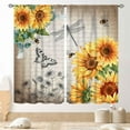 thumbnail image 1 of Rustic Sunflower Curtains, Farmhouse Vintage Yellow Floral Dragonfly Country Retro Style Window Drape Treatments for Kitchen Bedroom Living Room 2 Panels, 55"x63" Inch, 1 of 5