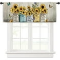 thumbnail image 1 of Rustic Sunflower Farmhouse Kitchen Curtain Valance 54W x 18H Rod Pocket Quotes Motivational Inspirational Country Vintage Window Treatment for Living Room Bedroom Bathroom, 1 of 5